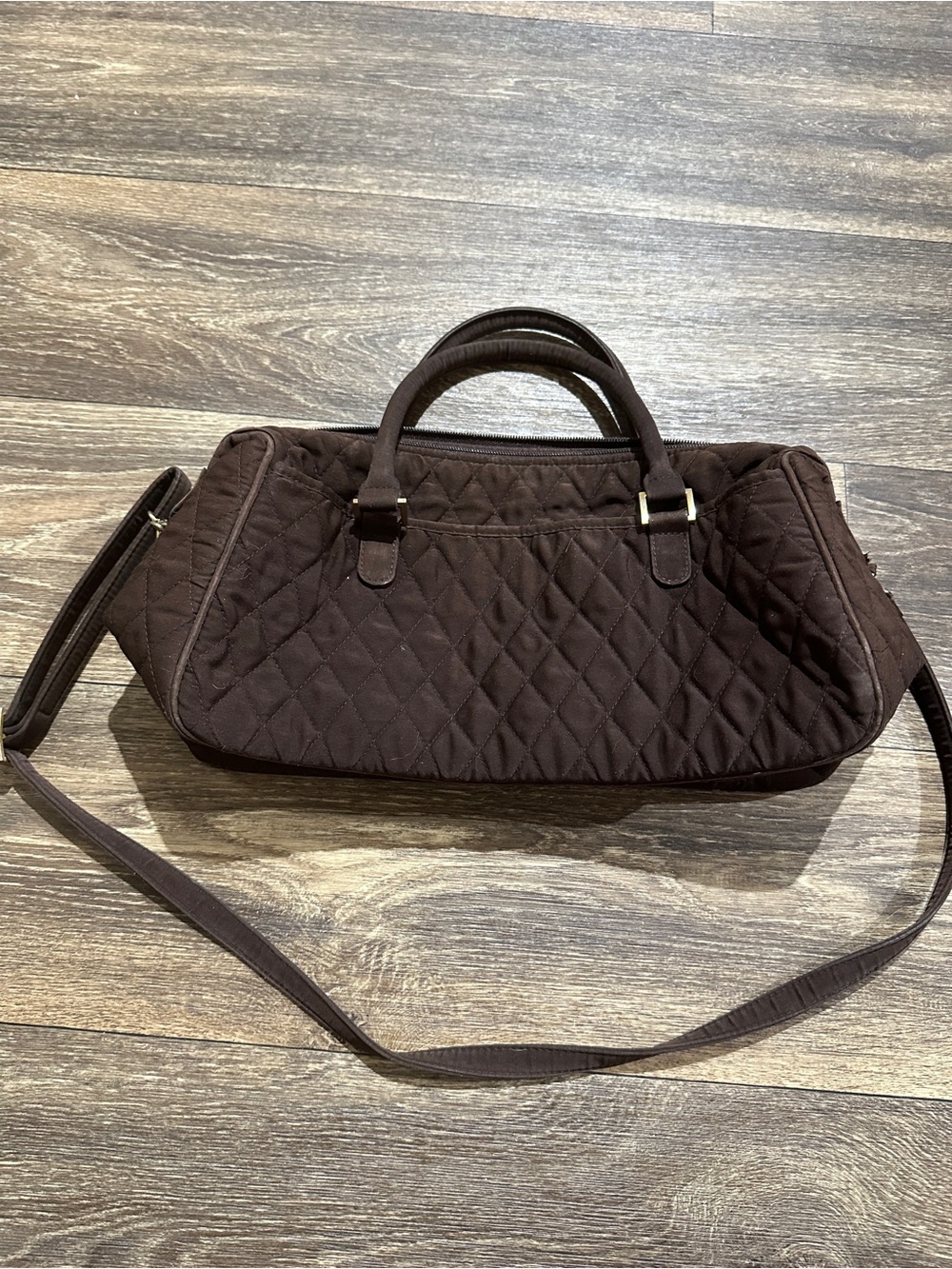 Vera Bradley Quilted Chocolate Brown Satchel with Shoulder Strap